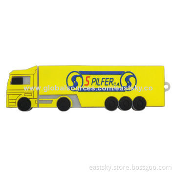 Custom Truck-shaped USB Drive, Made of Soft PVC Material, OEM Orders are Welcome